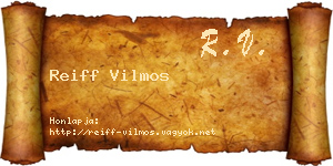 Reiff Vilmos névjegykártya